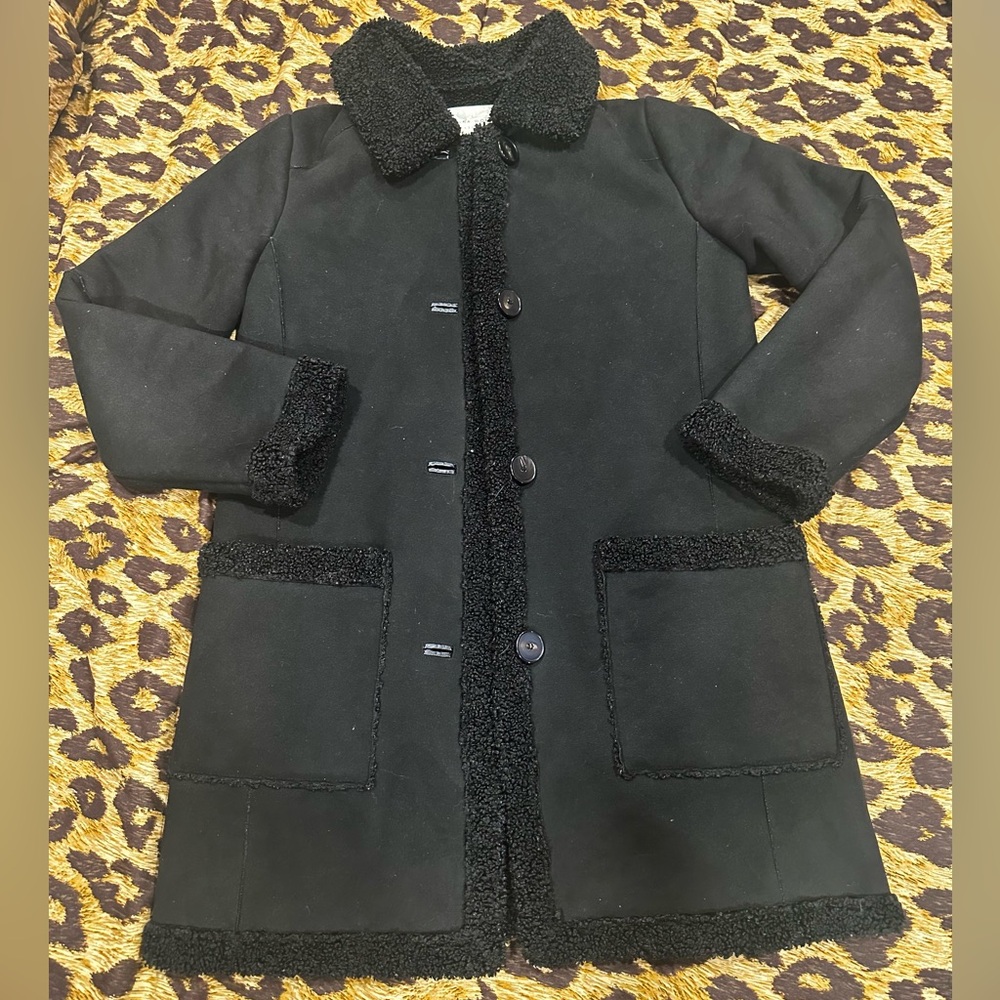 ZARA - XS - Fur Trimmed Black Princess Winter Coat